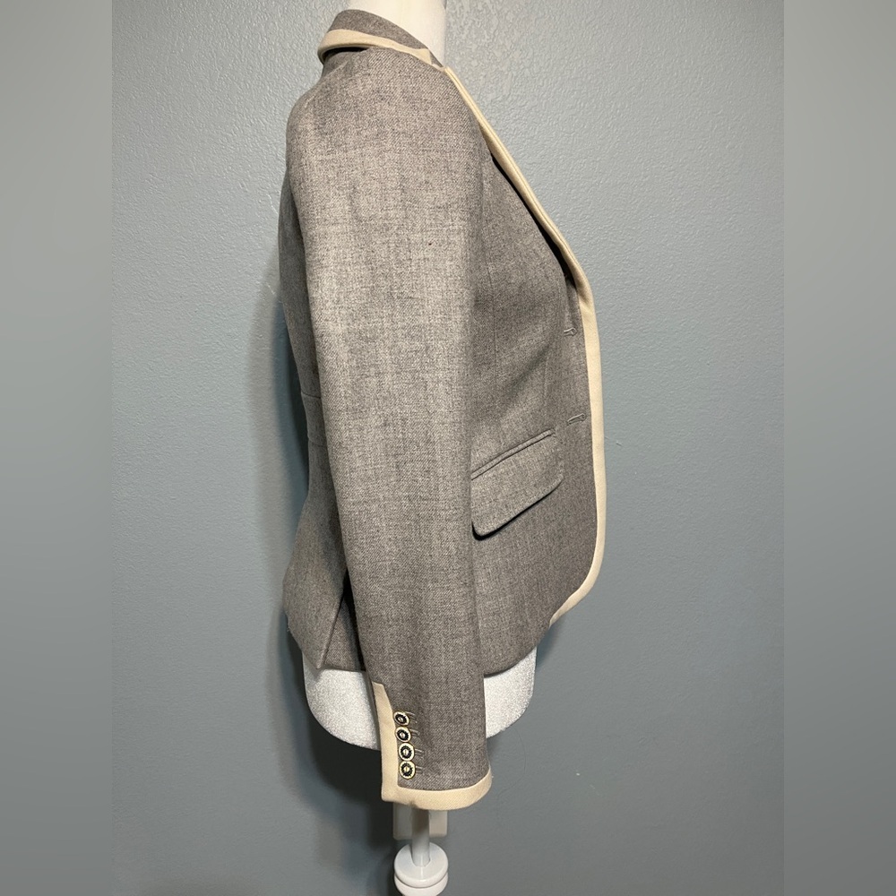 J Crew Wool Lexington Gray Blazer Preppy Old Money Equestrian Jacket Size 4 - Picture 4 of 10